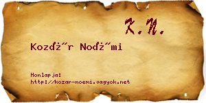 Kozár Noémi névjegykártya